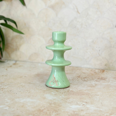 Modern Aqua Green Candle Holder – Moroccan Handcrafted