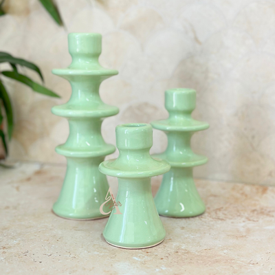 Modern Aqua Green Candle Holder – Moroccan Handcrafted
