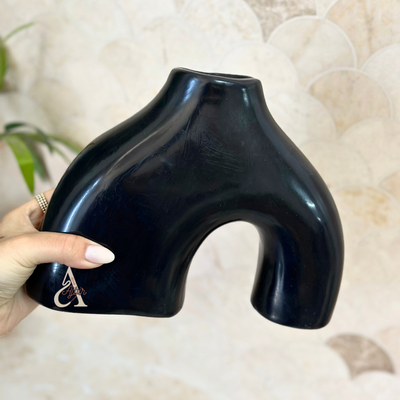 Vase Azul cream small black 