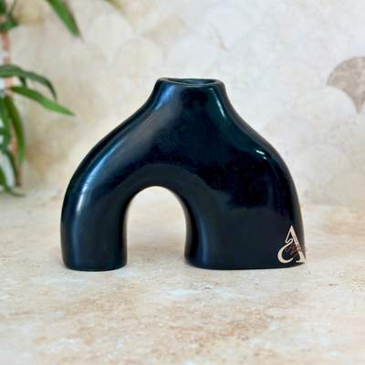 Vase Azul cream small black 