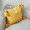 Housse de Coussin à pompons 50cmx45cm Jaune moutarde