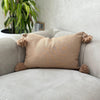 Housse de Coussin à pompons beige 50cmx40cm