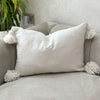 Housse de Coussin à pompons blanc 50cmx40cm