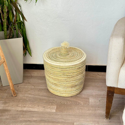 Small wicker laundry basket