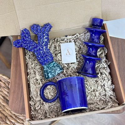 Blue cactus handcrafted gift box