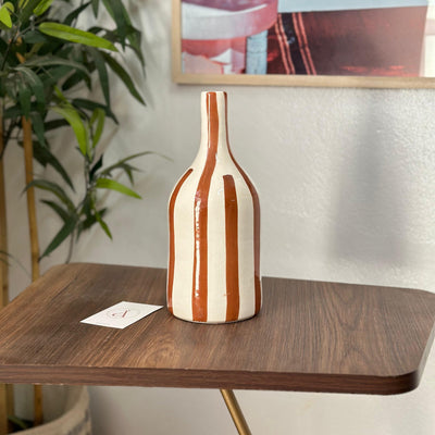 Striped brown bottle vase