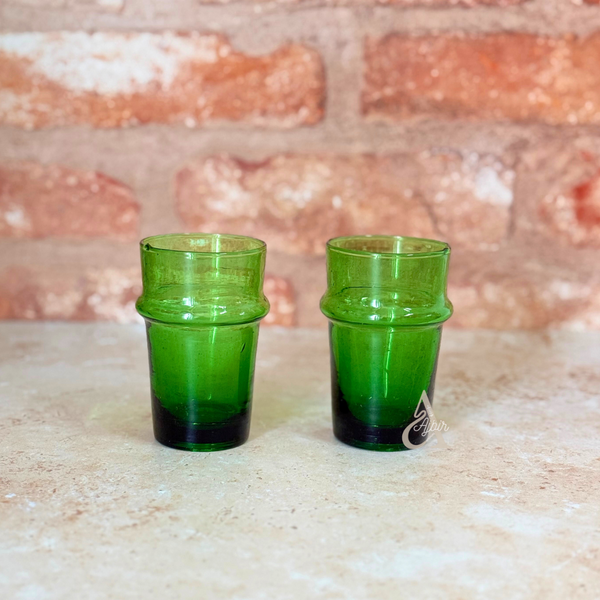 Set of 2 green Beldi tea glasses
