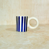 Blue striped mug with middle handle