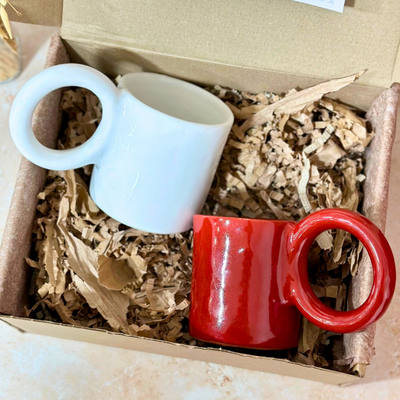 Mini white and red handcrafted gift box