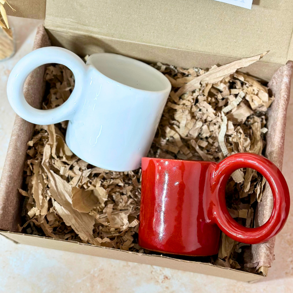 Mini white and red handcrafted gift box