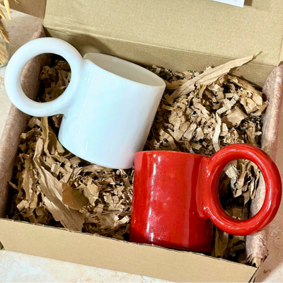 Mini white and red handcrafted gift box