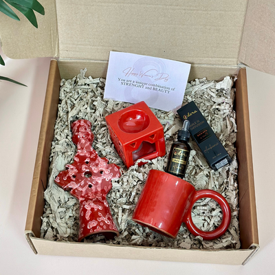 Women's Day Red Candle Holder Handcrafted Gift Set