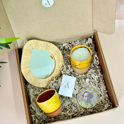 Yellow mirror handcrafted gift box