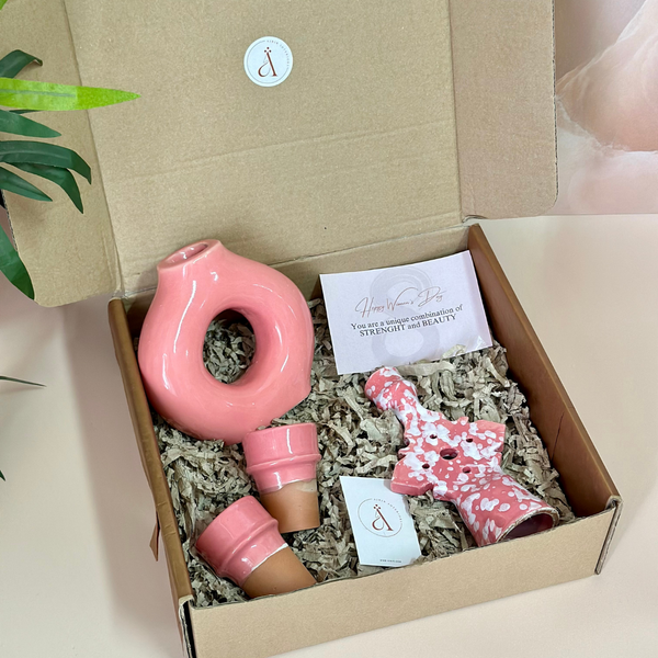 Handmade pink candle holder gift box