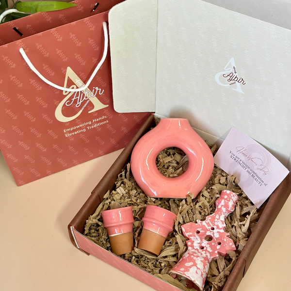 Handmade pink candle holder gift box