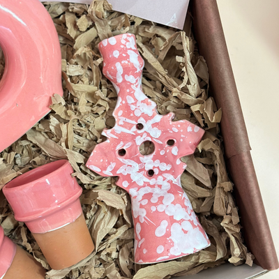 Handmade pink candle holder gift box