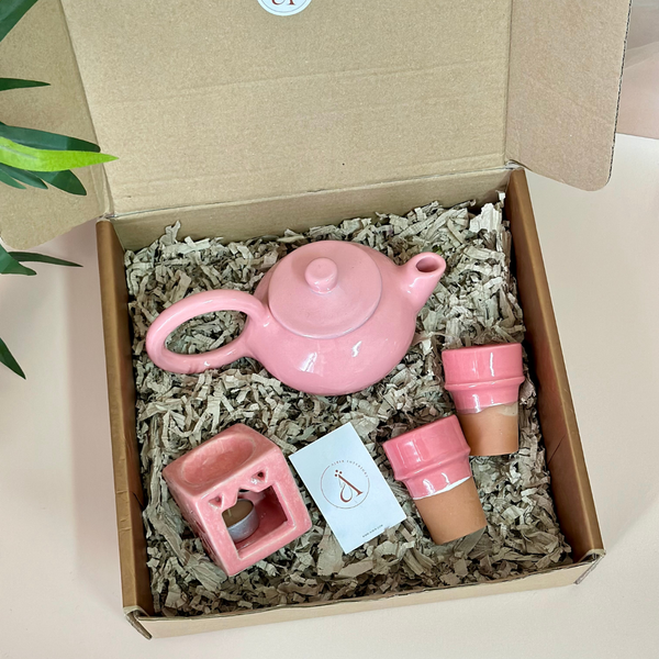 Handmade pink teapot gift box