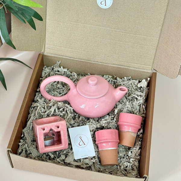 Handmade pink teapot gift box