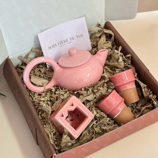 Handmade pink teapot gift box