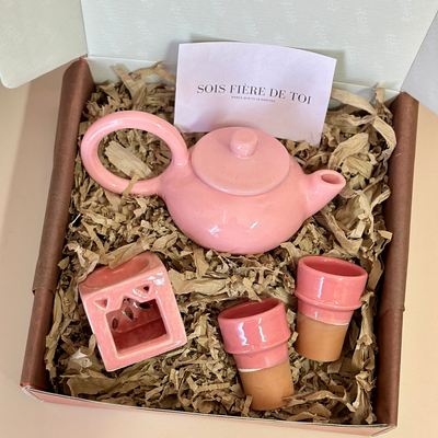 Handmade pink teapot gift box