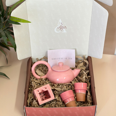 Handmade pink teapot gift box