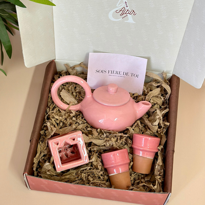 Handmade pink teapot gift box