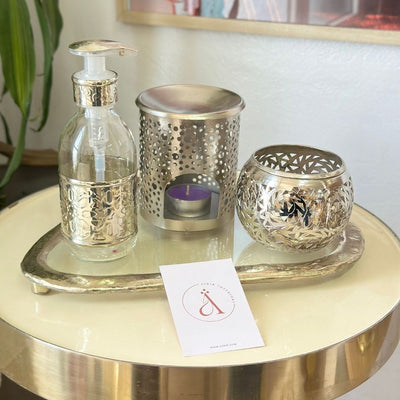 Zwak Large Silver Glass and Brass Soap Dispenser