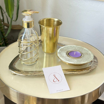 Algmad Large Gold Brass and Glass Soap Dispenser