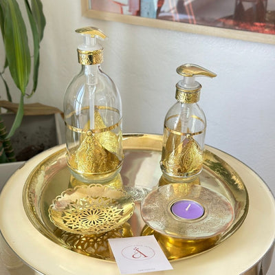Adrar glass and gold brass soap dispenser