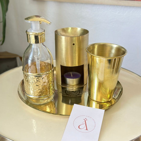 Zwak Large Glass and Gold Brass Soap Dispenser
