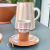 Tasse à café rose rayée avec sous tasse - Ajbir