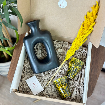 Riad black and yellow handcrafted gift box