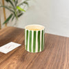 Handmade striped terracotta candle with Musk scent