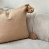 Housse de Coussin à pompons 45cmx45cm Beige