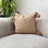 Housse de Coussin à pompons 45cmx45cm Beige