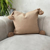 Housse de Coussin à pompons 45cmx45cm Beige