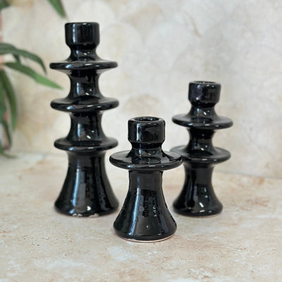 Modern black candle holder