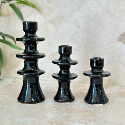 Modern black candle holder