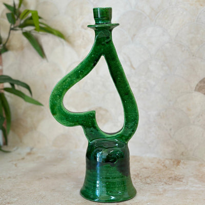 Varnished heart candle holder