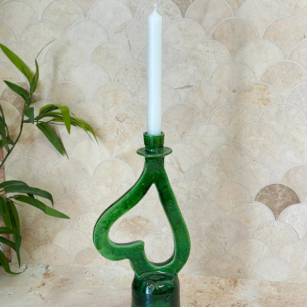 Varnished heart candle holder