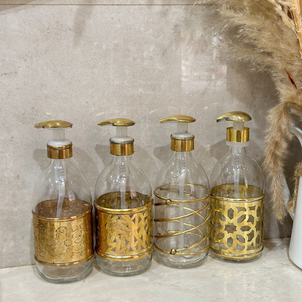 Distributeur de savon en verre et laiton doré grand Zwak - Ajbir