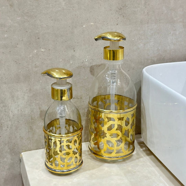 Distributeur de savon en verre et laiton doré Zellige - Ajbir