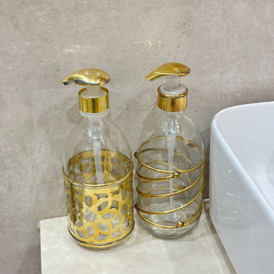 Distributeur de savon en verre et laiton doré grand Zellige - Ajbir