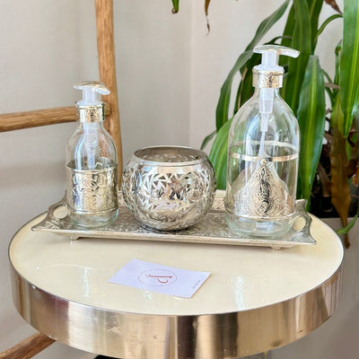 Zwak Large Silver Glass and Brass Soap Dispenser