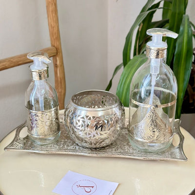 Zwak Large Silver Glass and Brass Soap Dispenser