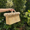 Panier en paille hsira à pompon beige