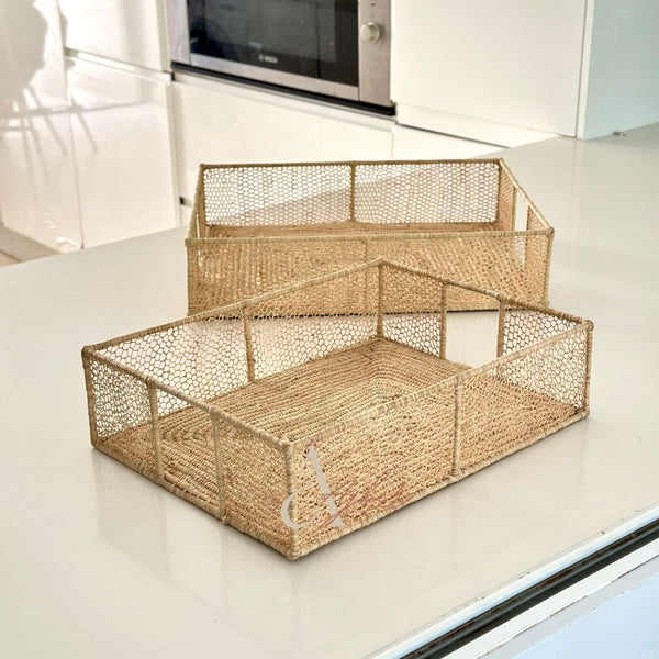 Plateau raphia Tizri rectangle Grand - Ajbir