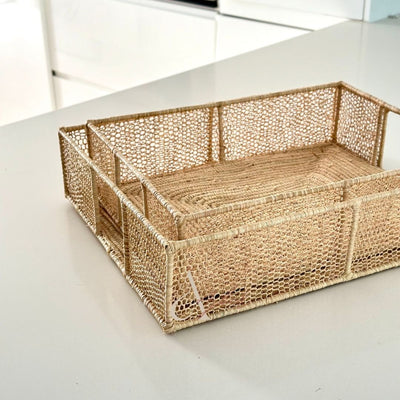 Plateau raphia Tizri rectangle Grand - Ajbir