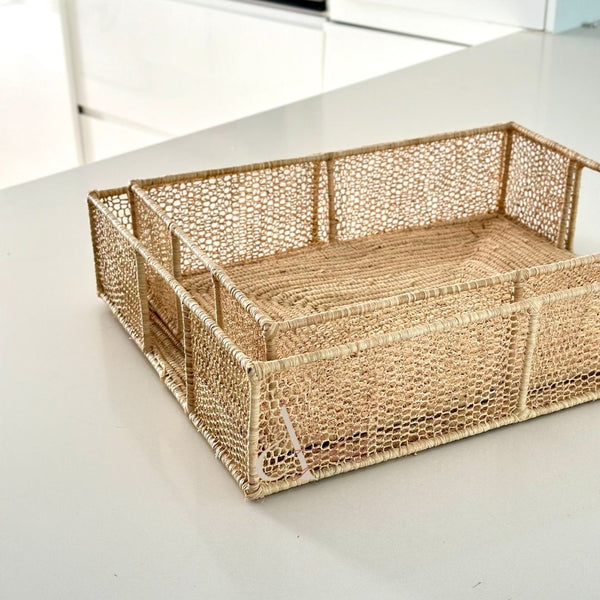 Plateau raphia Tizri rectangle Grand - Ajbir