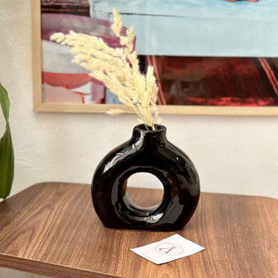 Vase Tafoukt noir vernis - Ajbir